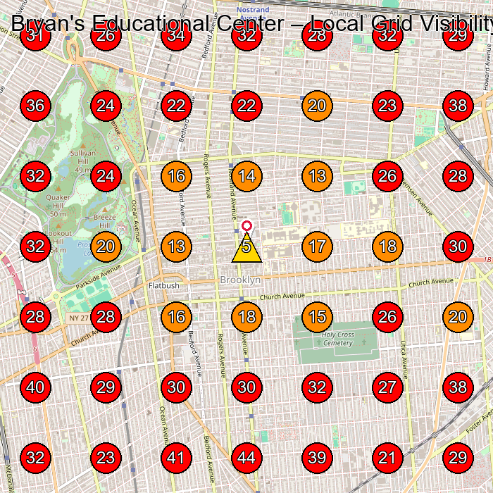 Bryan's Educational Center GeoGrid visibility map for Day Care Center in Brooklyn